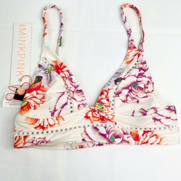 Mink Pink Holiday Fling Triangle Bikini Top Women's Size Extra Small XS - Picture 1 of 8